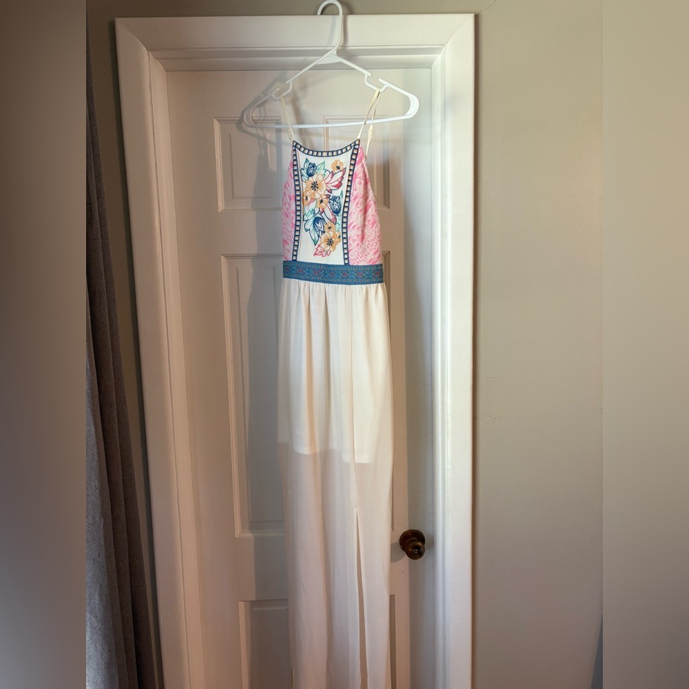 T.J.Maxx Pink and White Maxi Dress